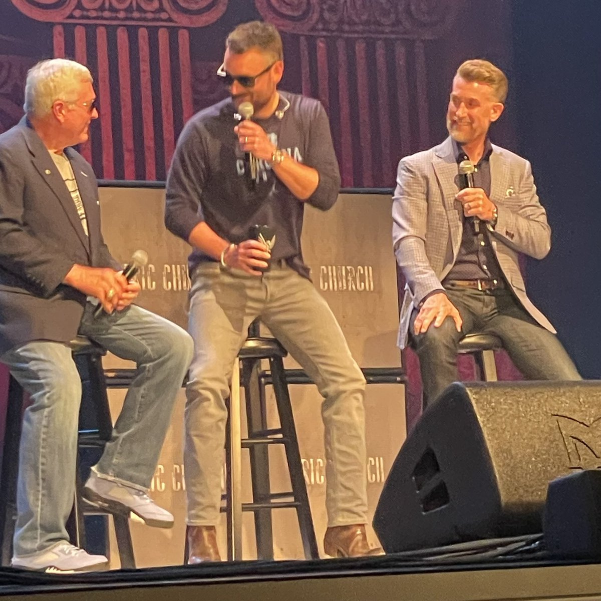 CoachMackBrown's tweet photo. Had a blast with @ericchurch and @MartySmithESPN last night supporting @Heels4LifeNIL. Thanks so much for taking the time and thanks to everyone who came out. 🙏💙🙏 https://t.co/BJtQfoAUHE