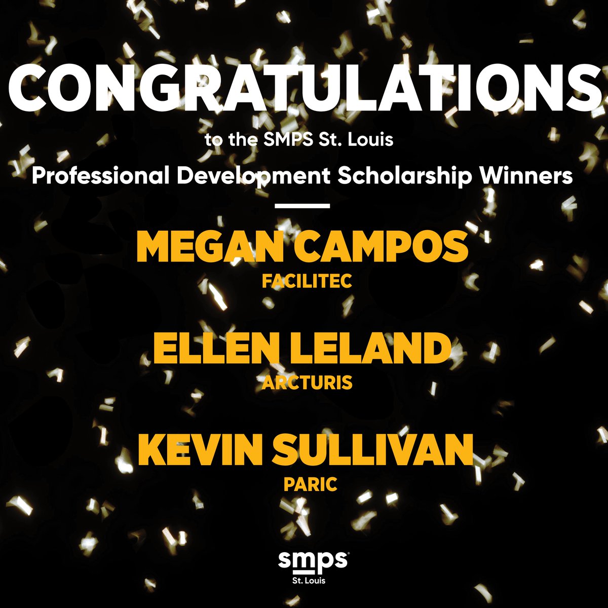 SMPS_STL's tweet photo. Congratulations to this year’s Professional Development Scholarship Winners: Megan Campos with Facilitec Corporate Furnishings, Ellen Leland with Arcturis, and Kevin Sullivan with PARIC Corporation.

#smps #smpsstl #aecindustry #scholarship https://t.co/jPotmr5WyP