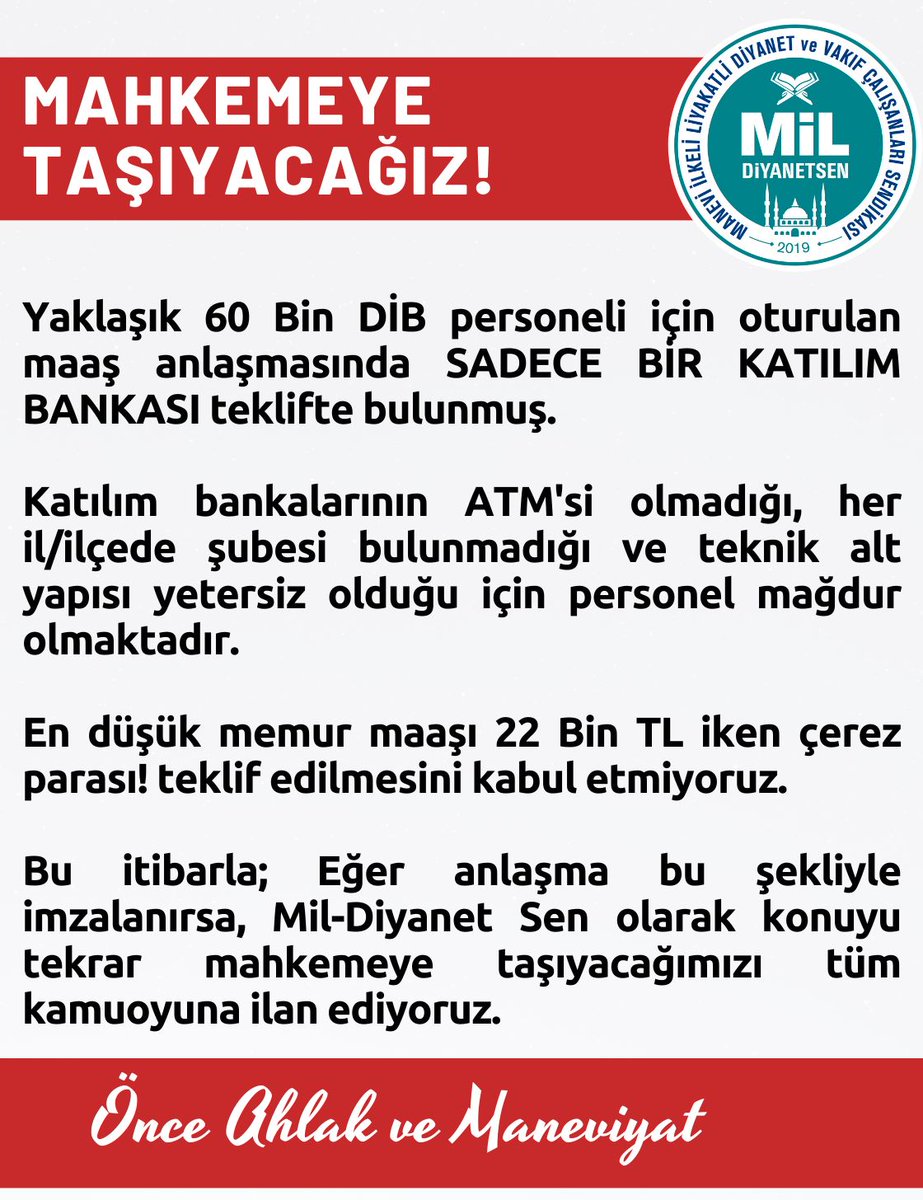 celaleddin_gul's tweet photo. Mahkemeye Taşıyacağız
#banka #diyanet #promosyon #SonDakika https://t.co/N1bk3X3tSO