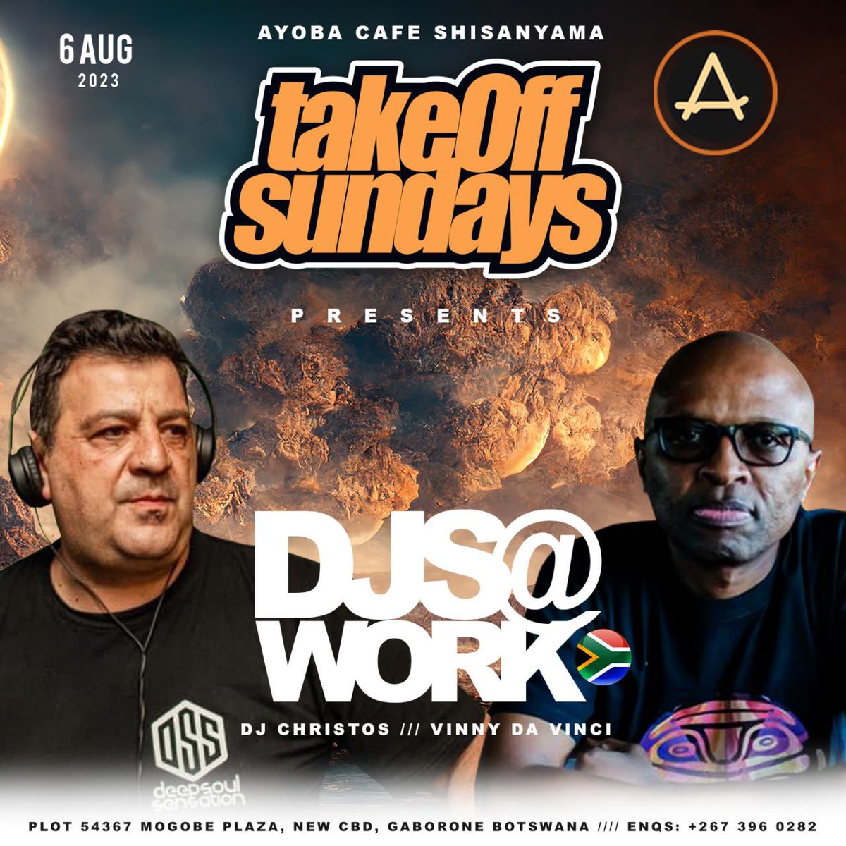 Vinny Da Vinci (@vinnydavinci) on Twitter photo GIG UPDATE!!!
This Sunday 06 August 2023…Catch <a href="/djchristossa/">CHRISTOS KATSAITIS</a> and I at <a href="/AyobaCafe_BW/">Ayoba Cafe Shisanyama</a> in CBD Gaborone Botswana
#TakeOffSundays
#WeLoveHouseMusic
SEE YOU THERE!!! GIG UPDATE!!!
This Sunday 06 August 2023…Catch <a href="/djchristossa/">CHRISTOS KATSAITIS</a> and I at <a href="/AyobaCafe_BW/">Ayoba Cafe Shisanyama</a> in CBD Gaborone Botswana
#TakeOffSundays
#WeLoveHouseMusic
SEE YOU THERE!!!