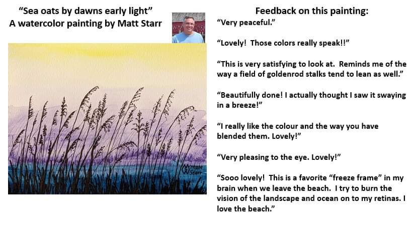 This is my watercolor painting of some sea oats by dawns early light with some feedback. society6.com/art/sea-oats-b… #mattstarrfineart #artists #artistic #paintings #artforsale #artist #dailyart #artlover #painter #artwork #art #myart #artoftheday #seaoats #dawn #sunrise #beach #o