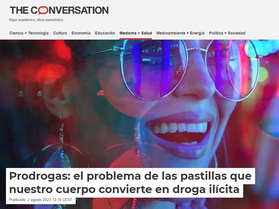 NuriaCalzadaA's tweet photo. Titular original en @Conversation_E  VS en @elpais_espana 

Por lo visto en El País existe reticencia a utilizar la palabra 'drogas' y 'pastillas' y las sustituyen por 'fármacos' y 'píldoras' que queda más fino. https://t.co/BHS8No2ekc