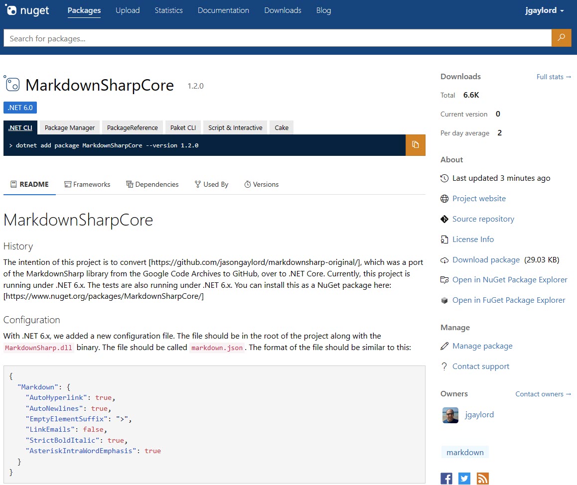 jgaylord's tweet photo. I have recently updated MarkdownSharpCore to support .NET 6.0. The previous version only supported .NET Standard 2.1 and .NET Core 2.2. You can learn more about this at https://t.co/yPLrUuZMpq
#markdown #markdownsharp #markdownsharpcore #dotnet #dotnetlibrary #dll #md #mdfiles https://t.co/054NCov9pK