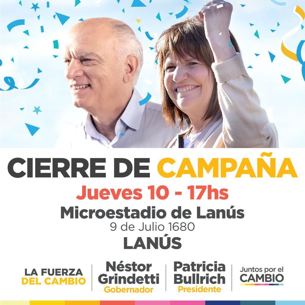 ARHurlingham's tweet photo. El próximo 10/8 acompáñanos en el cierre de campaña y demostremos q somos muchos los q creemos en #LaFuerzadelCambio.
@PatoBullrich Pres
@Nestorgrindetti Gob
En Hurlingham @GiorginiAndrea Intendente
@ApRepublicana 
#EsElla https://t.co/R0fZA9TvZ2