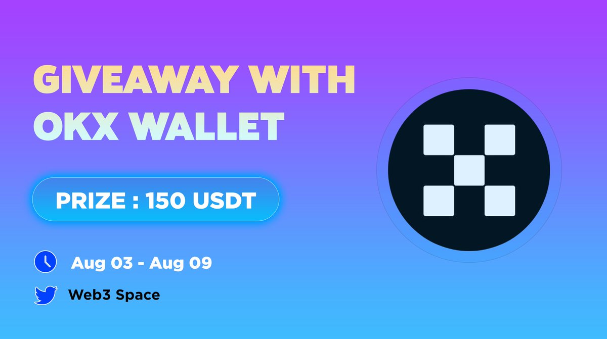 🤩 𝗚𝗶𝘃𝗲𝗮𝘄𝗮𝘆 𝘄𝗶𝘁𝗵 @okxweb3

🎁 𝗥𝗲𝘄𝗮𝗿𝗱  : 150 USDT

𝗧𝗢 𝗘𝗡𝗧𝗘𝗥 :
◾️Like, RT &amp; Tag 3 Friends
◾️Create OKX wallet and enjoy 0 gas experience : s.id/okx_wallet
◾️Finish task : app.questn.com/quest/80174941…

⏰ 𝗘𝗻𝗱 : 9th Aug

#giveaway #airdrop #OKXWallet
