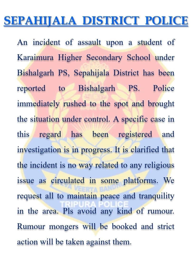 Sepahijala District Police tweet media