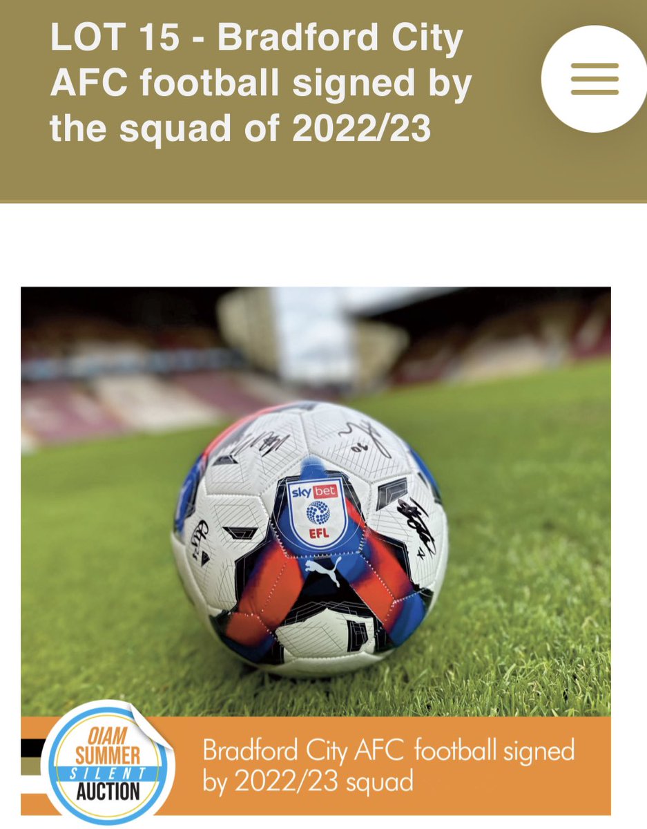 Calling all City fans <a href="/officialbantams/">Bradford City AFC</a>………bid now to win in our Summer charity Silent Auction! ⚽️🐔 (click on link in comments to bid 👇🏻).