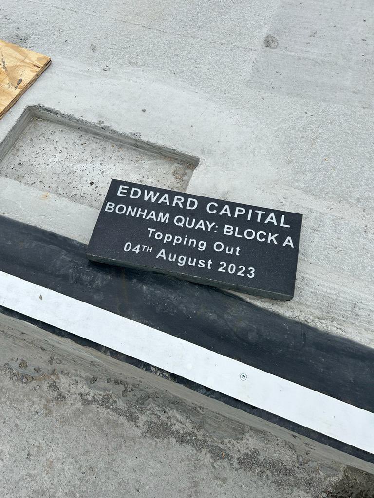 Delighted to have topped out on the second phase of Bonham Quay. Many thanks to <a href="/JohnSiskandSon/">John Sisk & Son</a> and our local heroes Tony McDonagh, Claddagh Watch and Serve the City Galway for doing the honours. And to Tom from <a href="/KennysBookshop/">Kennys Bookshop & Art Gallery</a> for his kind words.