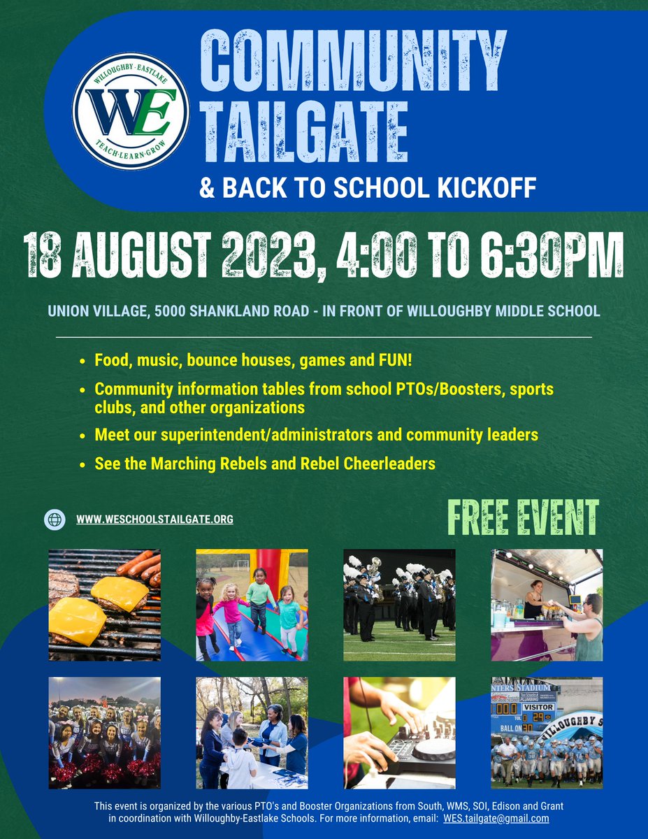 🎉🏫 It's time to get the school year off to a great start with an exciting back to school tailgate kickoff! Let's show school spirit and make some lasting memories. The tailgate will be August 18 from 4:00 p.m. to 6:30 p.m. We hope to see you there! #WeBelong