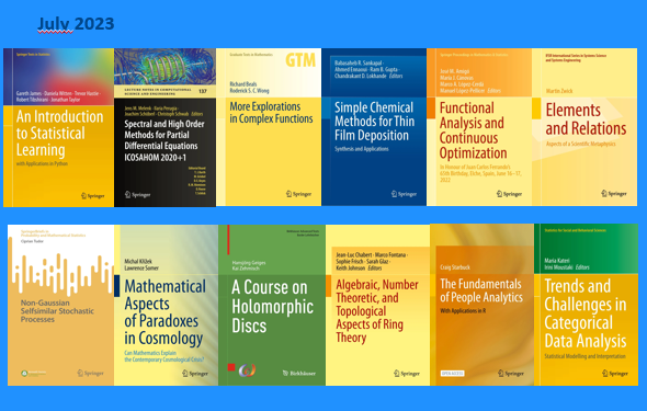 Here are the new titles we published in July in Math&amp;Stats, with direct links to the product pages:
 
 tinyurl.com/2b3933c6