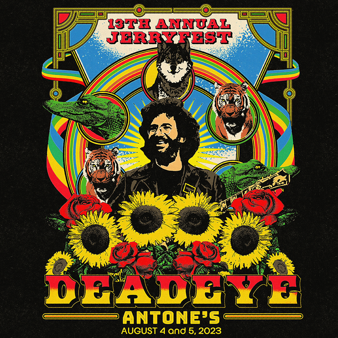 TONIGHT: <a href="/DeadEyeAustin/">DEADEYE</a> is back at Antone’s for the 13th Annual JERRYFEST. 🌻 Please join us for a two-night celebration and tribute to Jerry Garcia! Doors at 8pm, music begins at 9pm. Tickets still available in advance for both nights at antones.com

🎨: Grace Reyer