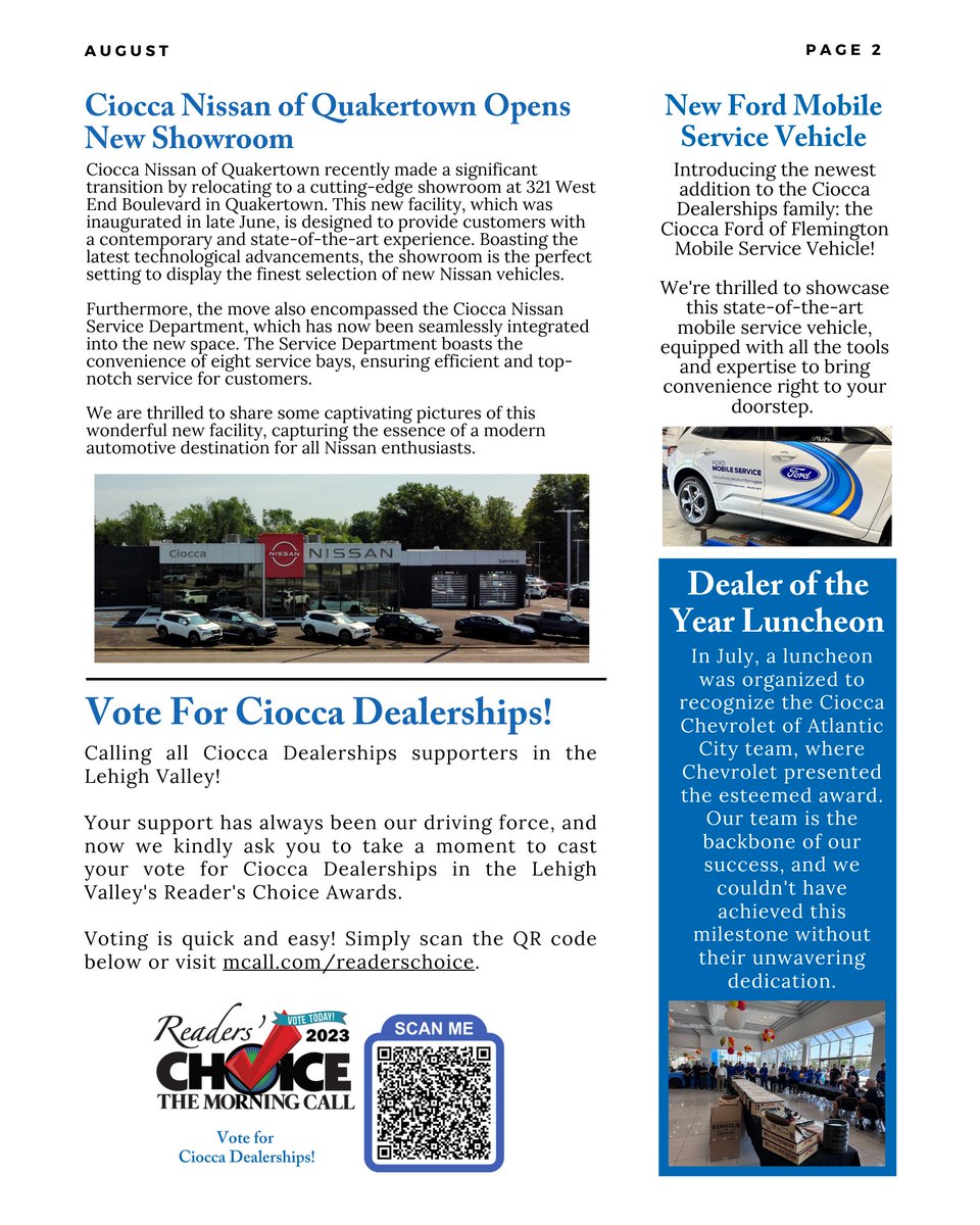 CioccaAC's tweet photo. Keep up with what is going on at Ciocca Dealerships! Check out our feature in the August edition of the Ciocca Happenings!

https://t.co/jRpOmdcHxN
https://t.co/q1hhwMKtax

#cioccaonsocial #community #automotive #automotiveindustry #newsletter #donations #applynow #hiring https://t.co/BnlPlRe7tz
