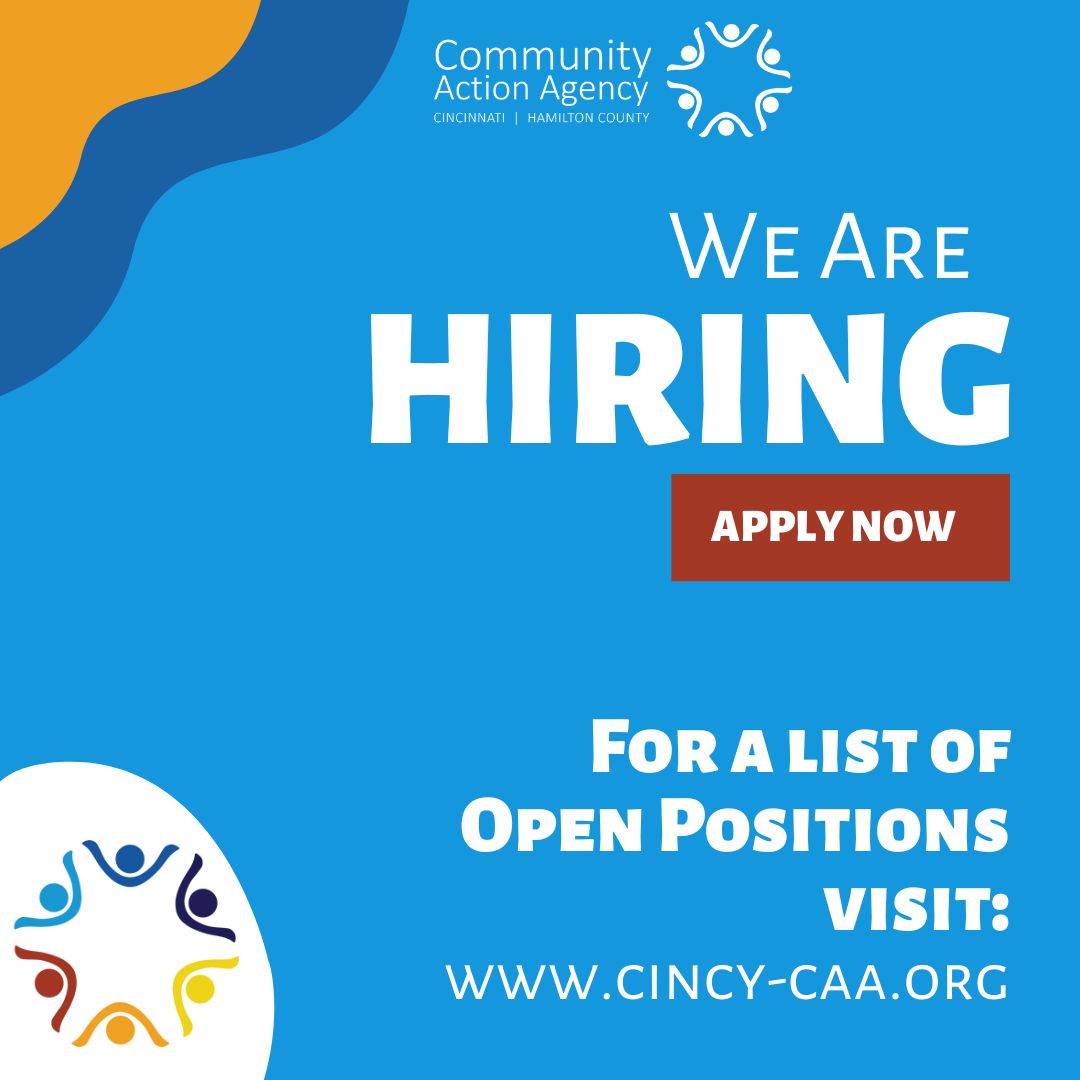 CincyCAA's tweet photo. We believe in the power of community to create positive change. Join us at the Community Action Agency and be a part of this inspiring movement!
For a list of open positions and to apply, visit https://t.co/IS56oamGG6
#CommunityActionAgency #CincyCAA #Cincinnati https://t.co/nhz78AtuFC