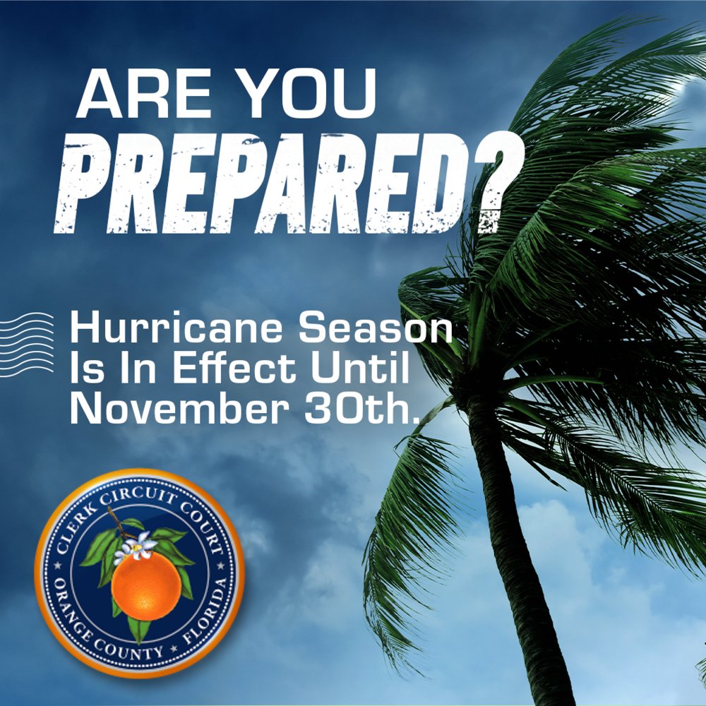 Hurricane Season runs through November 30.  
Take steps now to protect yourself, your family and your property.  
Visit FloridaDisaster.org for more information on how to be prepared all season long.