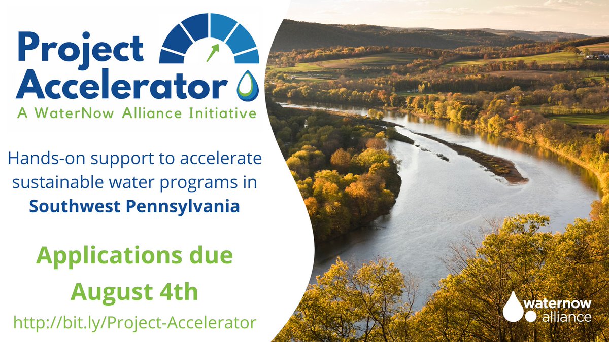 WaterNowOrg's tweet image. Calling all Southwest Pennsylvania #water innovators! TODAY is the deadline for #ProjectAccelerator, which provides 250 hours of free support for sustainable water projects. Apply online at: bit.ly/Project-Accele…