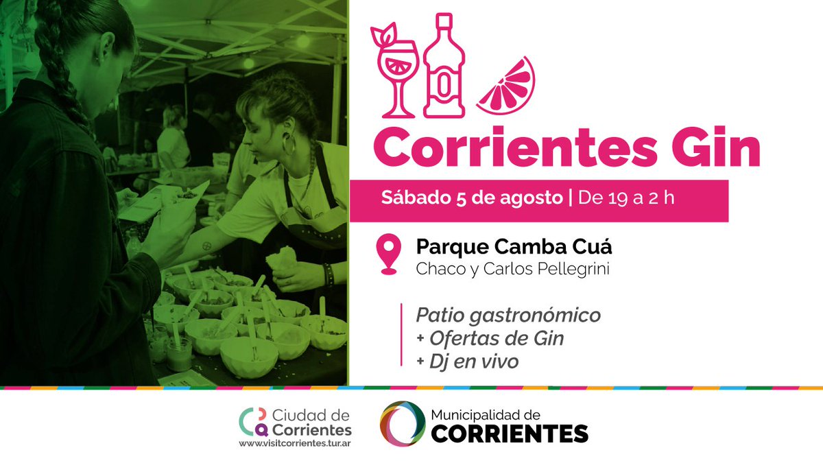 municorrientes's tweet photo. Disfrutaremos de #CorrientesGin en el Parque Camba Cuá🍸 Mañana -de 19 a 2- los vecinos vivirán una gran noche junto a emprendedores, #PatioGastronómico y Dj's en vivo 🪩 Los esperamos 🙌🏻 https://t.co/sG0COqTgIs