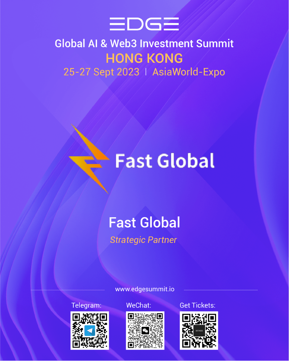 EDGE_Summit's tweet photo. STRATEGIC PARTNER ANNOUNCEMENT 🚀

We're proud to announce our strategic partner, Fast Global! 🎊

Fast is a global project aggregation service platform focusing on the Web3 field 🌐 

🎫 Visit our website for more info &amp; tickets: https://t.co/YLnQQkouyc

#EDGESummit https://t.co/tPm4AL5RWq