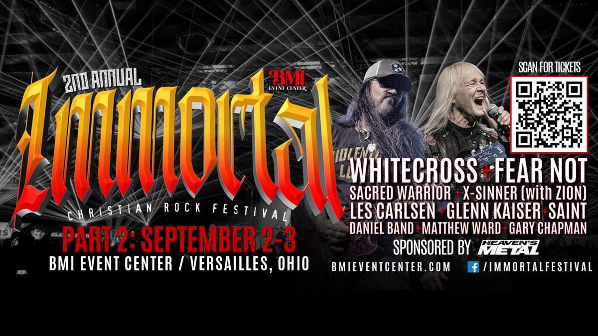 Guys it to the party event of the summer you do not want to miss this! Tickets available now at bmieventcenter.com #whitecross #fearnot #Fearnotroxx #Sacredwarrior #XSinner #LesCarlsen  #GlennKaiser #SaintBand #DanielBand #MatthewWard #GaryChapman #Immortal23