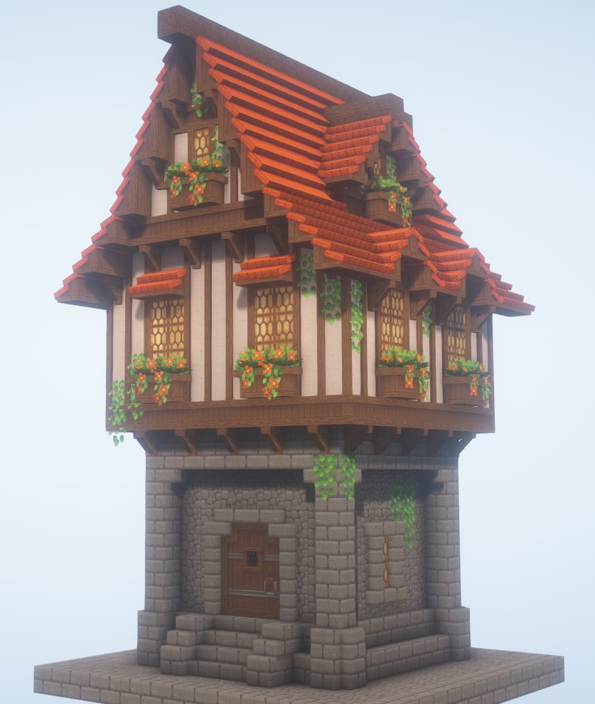 Medieval house made of custom blocks #minecraft #minecraftbuilds # ...