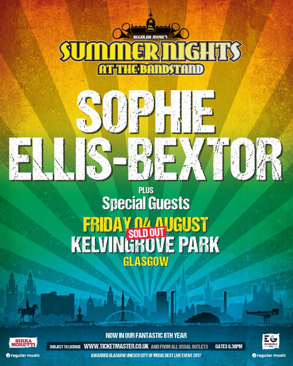 Summer Nights at The Bandstand (@summernightskgb) on Twitter photo Tonight at the bandstand itโs <a href="/SophieEB/">Sophie Ellis-Bextor</a> ๐คฉ
Sophie Ellis-Bextor estimated to start at 9.15pm with <a href="/PrettyUglyClub/">Pretty Ugly Club DJs</a> getting the party started from doors at 6.30pm ๐ชฉ ๐บ Tonight at the bandstand itโs <a href="/SophieEB/">Sophie Ellis-Bextor</a> ๐คฉ
Sophie Ellis-Bextor estimated to start at 9.15pm with <a href="/PrettyUglyClub/">Pretty Ugly Club DJs</a> getting the party started from doors at 6.30pm ๐ชฉ ๐บ