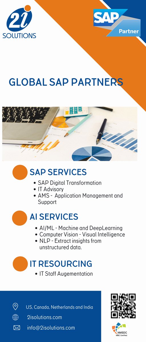 #2iSolutions: Leading Global SAP Partner, offering comprehensive SAP & AI Services, and efficient IT Resourcing. Reach out to explore how we can benefit your business!

#BusinessTransformation #ITServices #VisualIntelligence #ML #NLP #DigitalTransformation