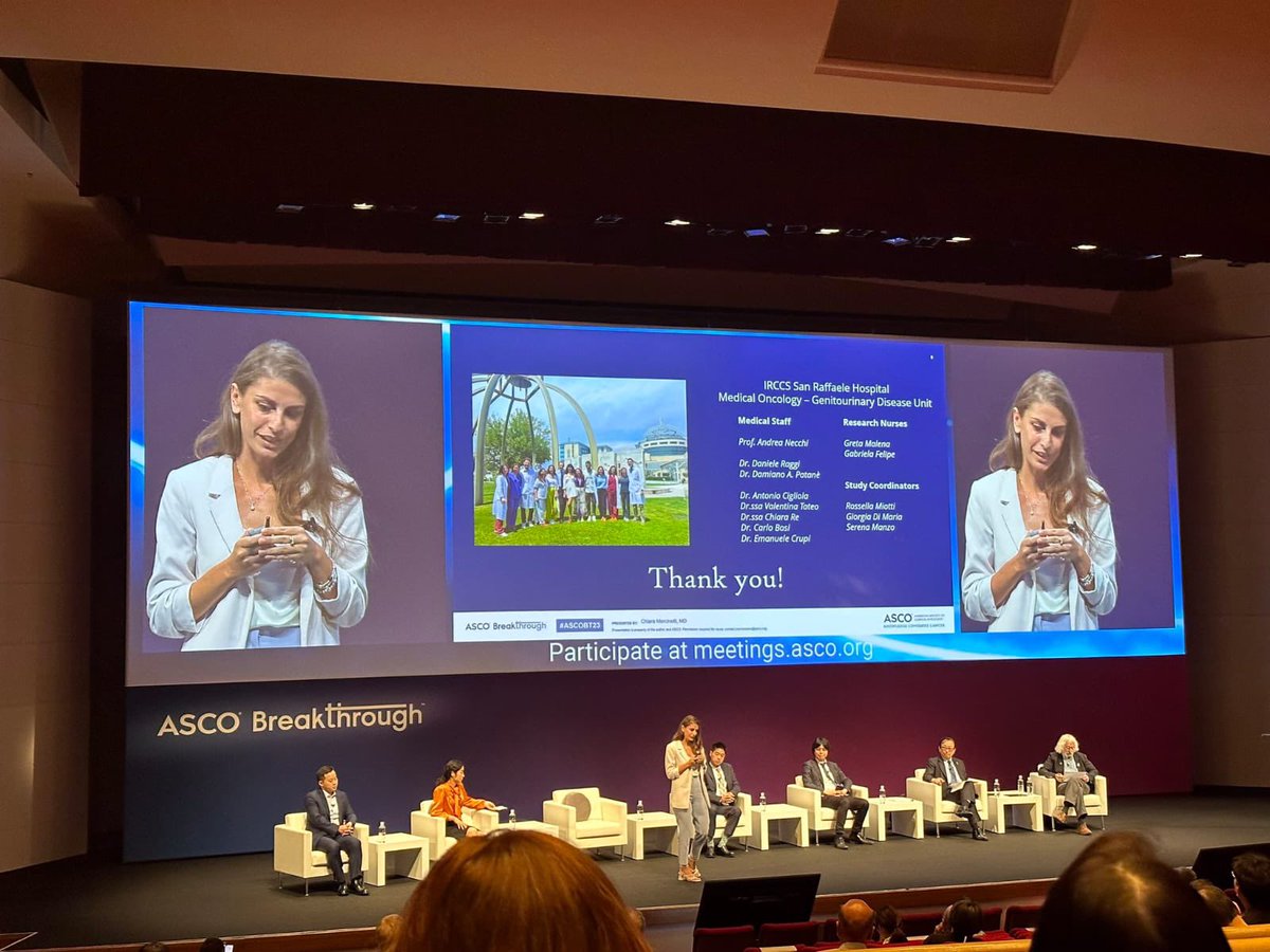 AndreaNecchi's tweet photo. So proud of our next gen stellar @CMercinelli rocking the stage at #ASCOBT23 | discussing an important work on bladder MRI #VI-RADS post-pembro in #PURE01 | moving towards an optimized definition of clinical CR after neoadjuvant therapy of #MIBC @ASCO @MyUniSR @SanRaffaeleMI https://t.co/MU92gQxRbT