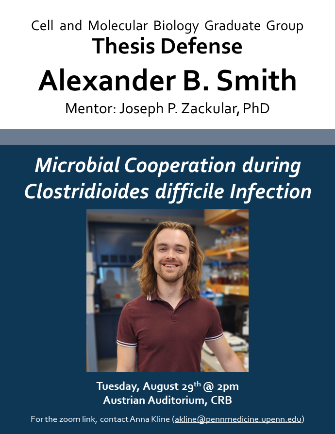 Alexander Smith <a href="/Brokaryote/">Alex Smith</a> from the Zackular lab <a href="/joeyzacks/">Joe Zackular</a> defends tomorrow!!