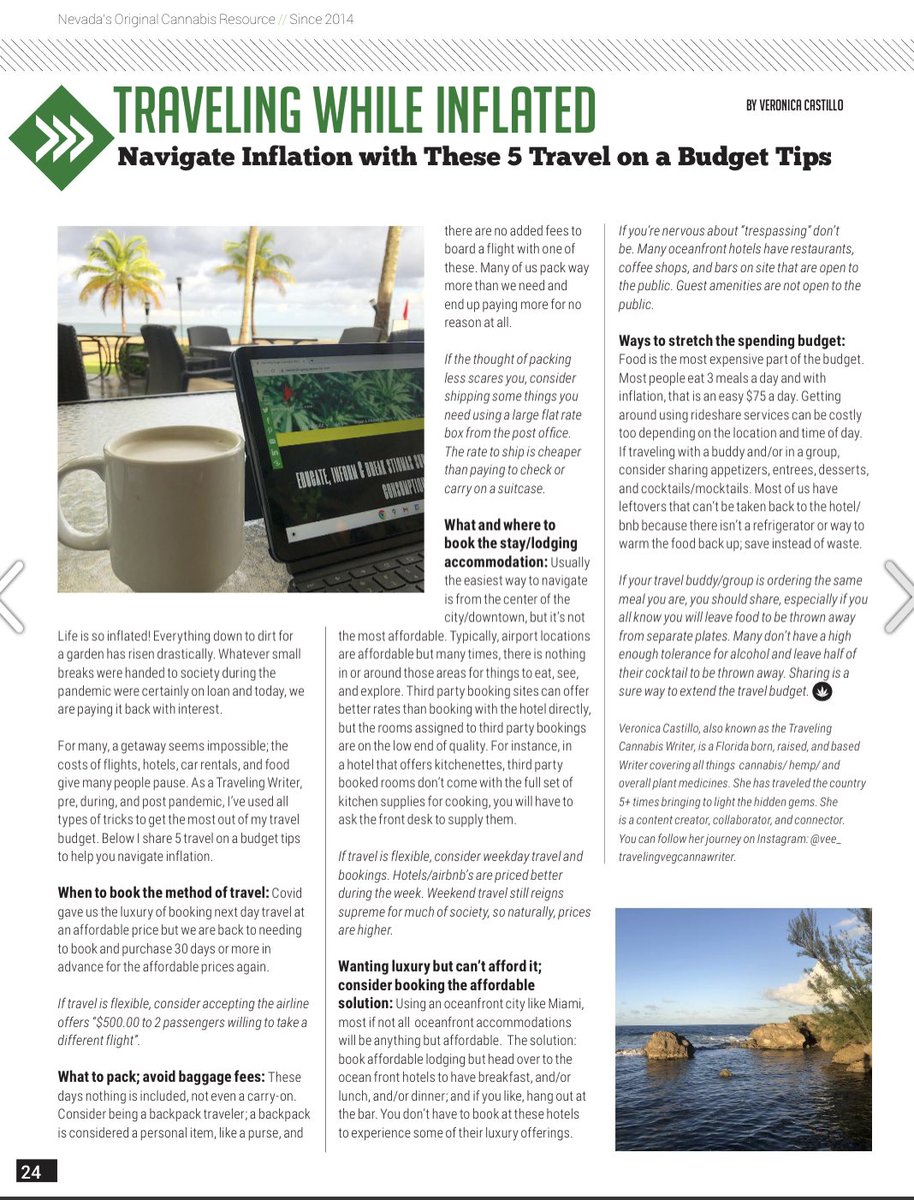 Vcannavegwriter's tweet photo. Another day as the #travelingcannabiswriter 🥰 and her amazing sponsors! 5 #BlackWomen owned businesses in cannabis supporting my @702VCM column 🥰🙌🏾 This article is all about traveling while inflation is trying to rob us of the soft life https://t.co/X0Tj1xxqWB