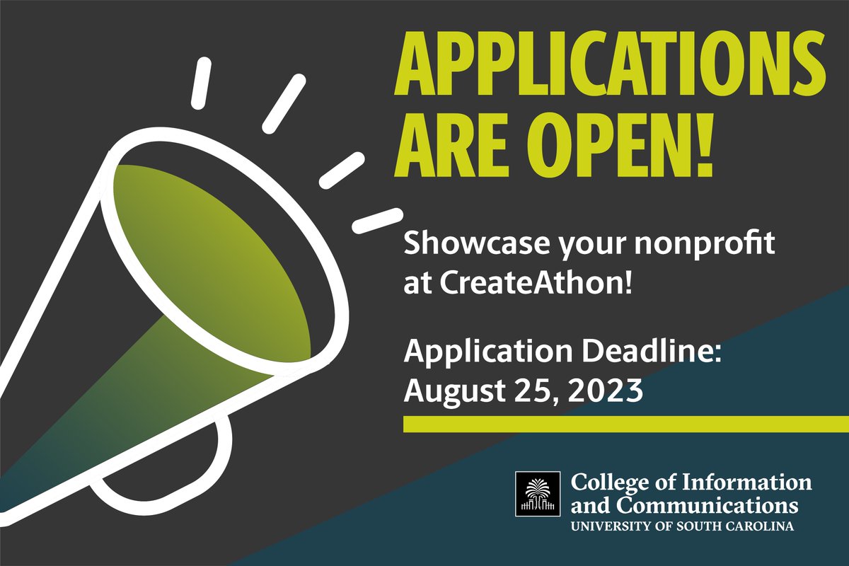 UofSC_CIC's tweet image. Nonprofits, we want YOU 🫵
Let our students compete to campaign for your nonprofit, pro bono, at CreateAthon!

Apply here ➡️ sc.edu/study/colleges…

#CreateAthonUSC