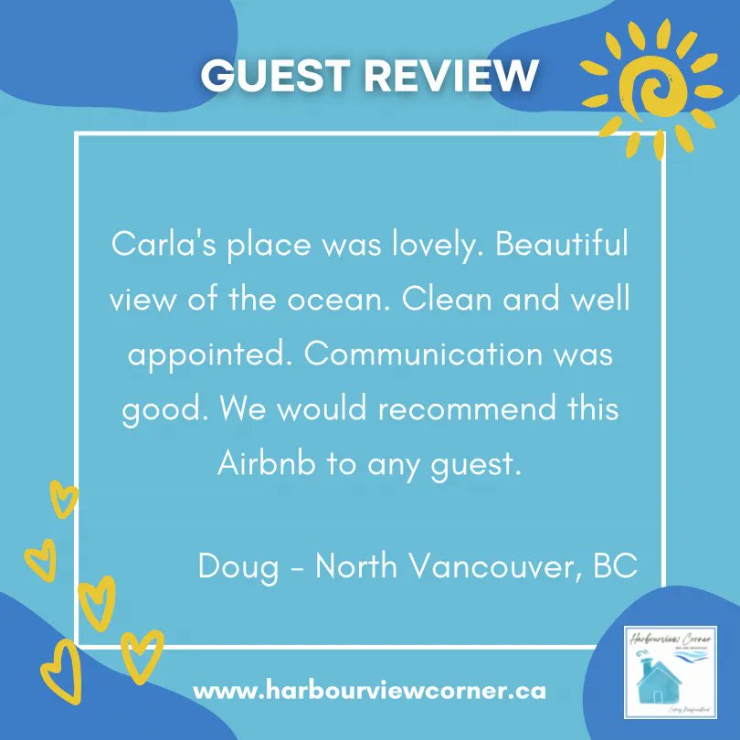 Harbourview_NL's tweet photo. Thank you for the lovely review Doug!

#FeedbackFriday #Codroy #CodroyValley #HarbourviewCornerBnB #ExploreNL #GoWesternNL https://t.co/5V0xrPA03z