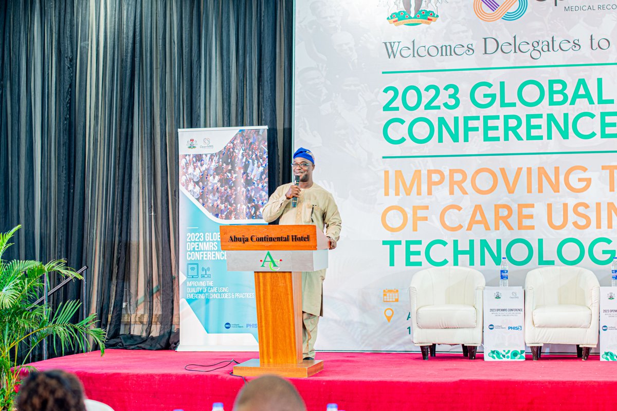 Phis3Project's tweet photo. Dr. Oludare Onimode, the Project Director of @Phis3Project  Project, gives his closing remarks and vote of thanks as we draw the curtains on the  2023 Global @OpenMRS  Conference. https://t.co/n2Pzi0YK2a