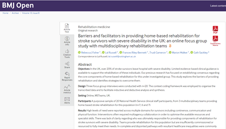ARC_EM's tweet photo. 📢NEW PUBLICATION ALERT📢 Looking at barriers and facilitators in providing rehabilitation for severely disabled #stroke survivors in the community
Read here in the @BMJ_Open⬇️ 🔗https://t.co/Aox6BwWMko🔗
@DrTrudiMCameron
#communityrehab
#RehabMatters
#severedisability https://t.co/0piWtTsLZ3