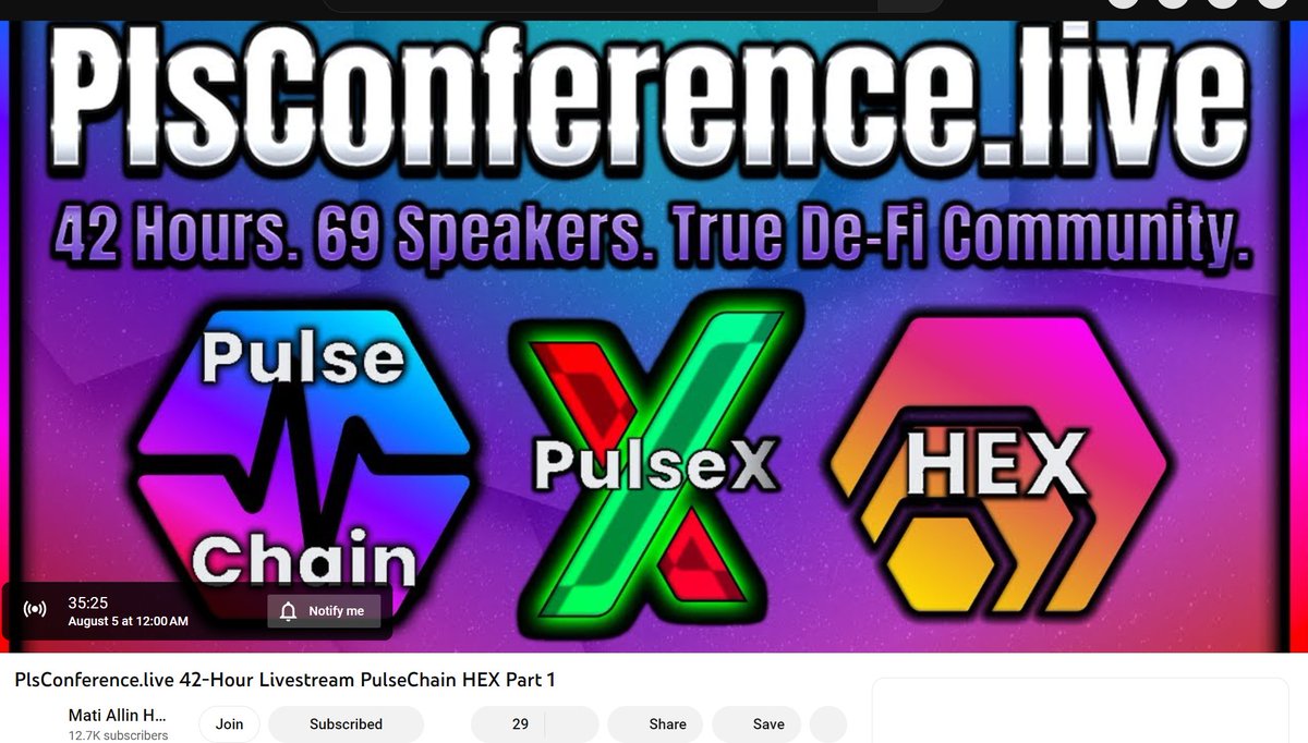 yourfriendSOMMI's tweet image. ❤💛💚💙

#PulseChain and $HEX Community are THRIVING.

The #PulseChainConference starts WITHIN THE HOUR!

WATCH the community. 
MANY speakers. One vision.
GRASS ROOTS.
Power to the People ✊🏻

(ALL WEEKEND) ⬇️
youtube.com/watch?v=1BWssB…
