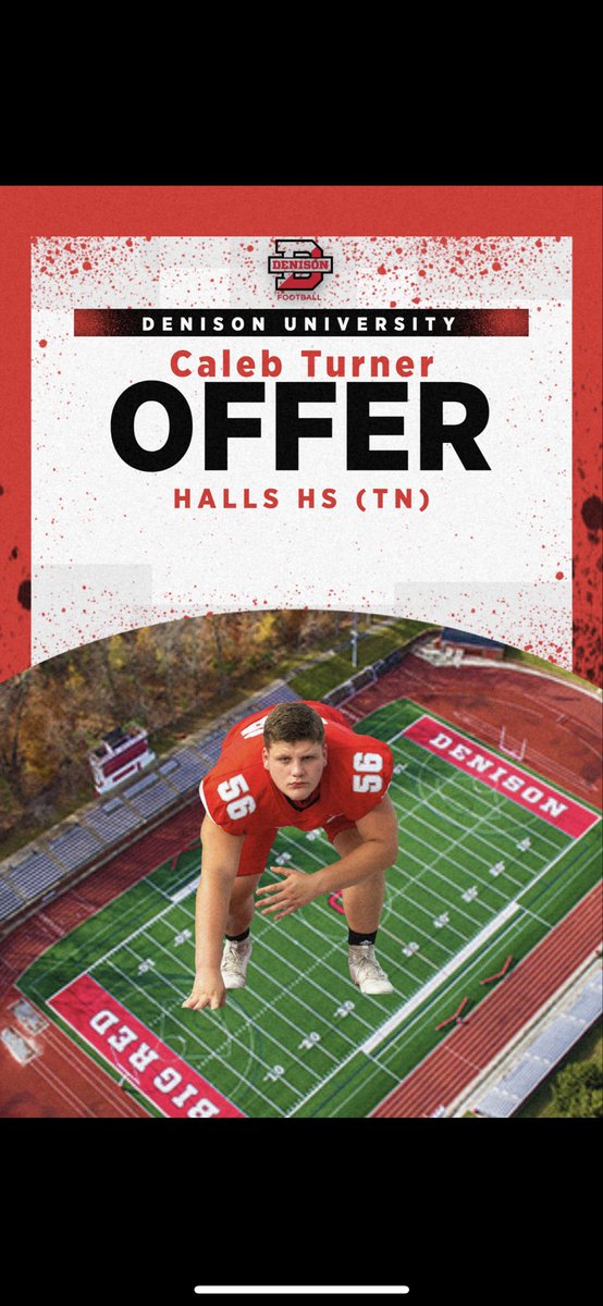 After great conversations with  <a href="/coachhatem/">Jack Hatem</a> and <a href="/CoachKJarrett/">Kaleb Jarrett</a> and a successful academic pre-read, I am honored to have recieved an offer from <a href="/DUFootball/">Denison Football</a> #RollDenny #GodIsGood