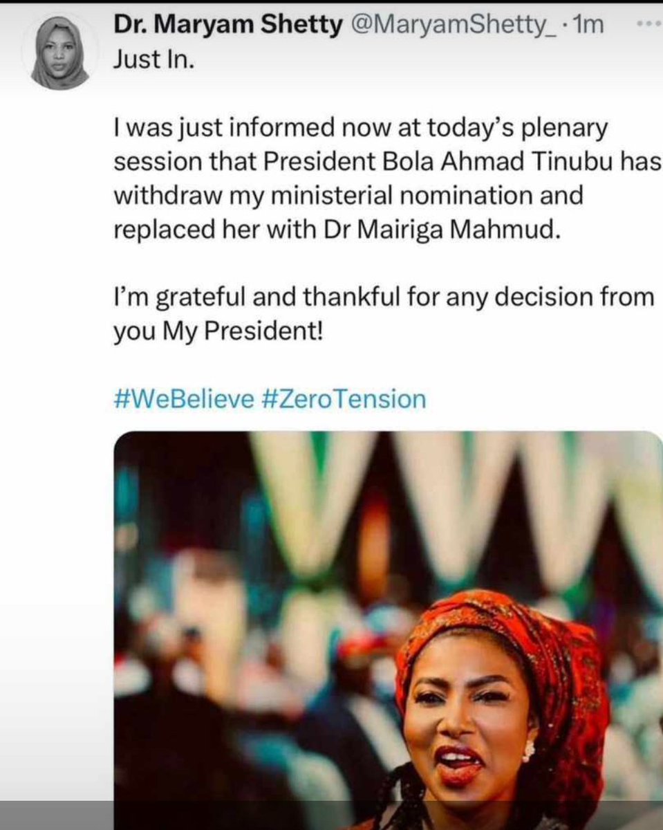 mal_umar_tanko's tweet photo. Although I was not In any way In Support Of Your Nomination Likewise Am Not Happy to Hear this Story.  
Allah yasa Haka Shine mafi Alkhairi @MaryamShetty_ https://t.co/pABDZMWUs7