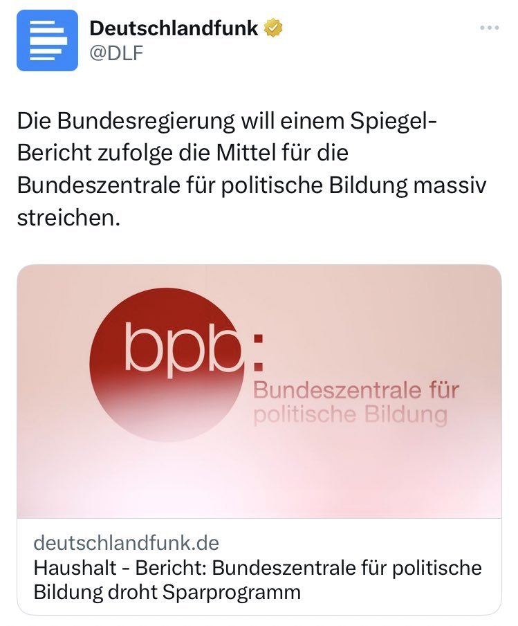 die bpb ist so eine unschätzbar wertvolle ressource. viele dort erhältlichen berichte und bücher könnten sich junge menschen niemals leisten, wenn sie nicht künstlich verbilligt wären. wenn dort eingespart wird, wäre das raubbau an der nächsten generation und eine schande.