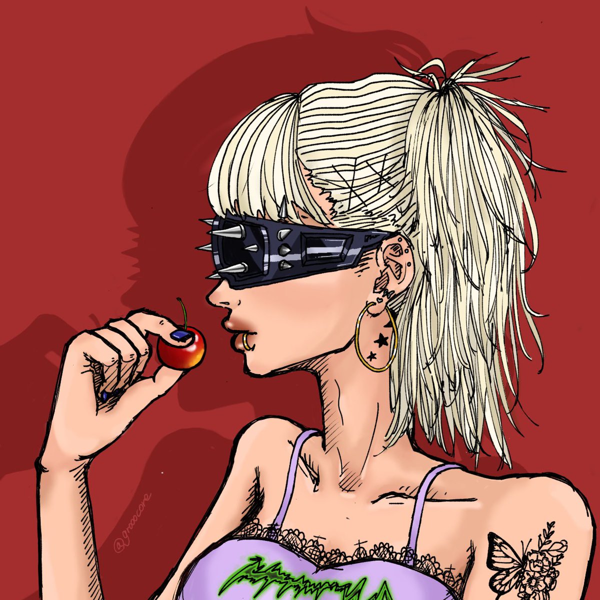 grooocore's tweet photo. パンクな女の子描いたよ🍒
 #イラスト #イラストレーター #illustration #イラストレーター #art #女の子イラスト #イラスト依頼 #イラスト依頼受付中 #パンク #パンク女子 #フォッション #fashion #イラスト好きと繋がりたい #ぐるーこあ #パンク女子 #パンクファッション #さくらんぼ https://t.co/rWN19istmt
