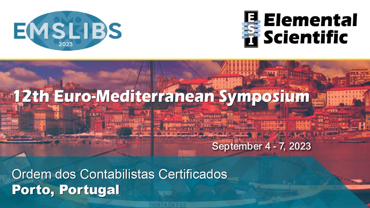 esi_icpms's tweet image. #ElementalScientific is proud to be a Gold Sponsor at the 12th Euro-Mediterranean Symposium on Laser-induced Breakdown Spectroscopy (#EMSLIBS) in Porto, Portugal ➜ Sep. 4-7, 2023. Learn more about the program or register here: emslibs2023.inesctec.pt

#EMSLIBS2023 #laserablation