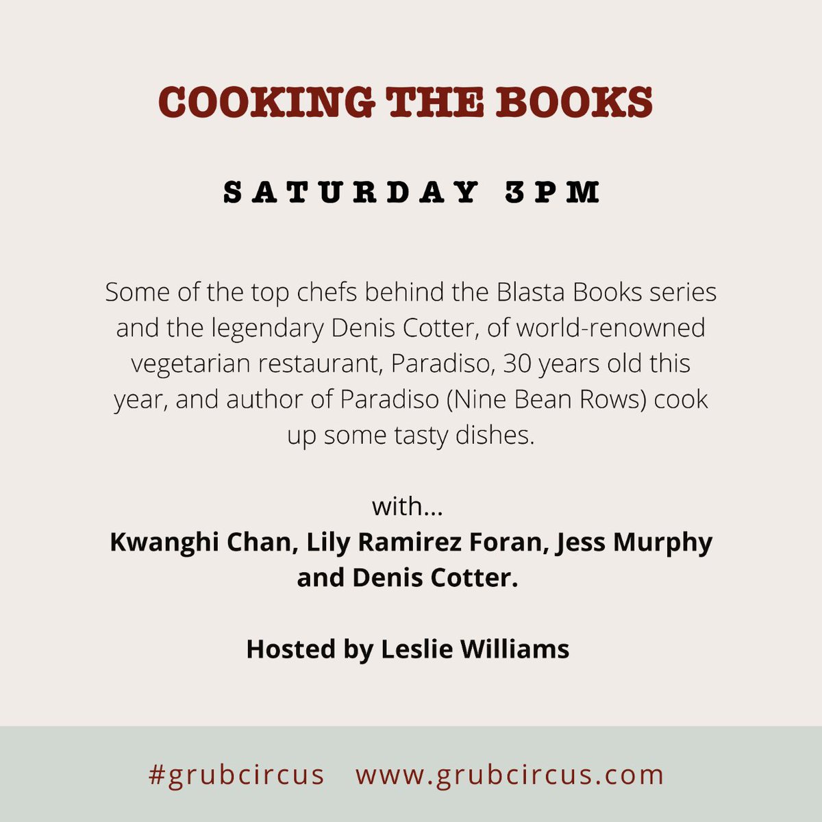 grubcircus's tweet photo. See full schedule in bio or at https://t.co/of91t8Wdgh 

#GrubCircus #foodfest @ATN23 #AllTogetherNow

@kwanghi_ @LilyRamirezFora @KaigalwayMurphy @Denis_Cotter @paradisocork @LesliesWineFood https://t.co/uNdW4n0dkB