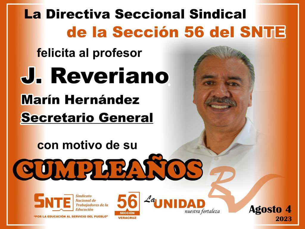 SNTE56Veracruz's tweet photo. Hoy, deseamos un ¡Feliz cumpleaños a nuestro Secretario General de la Sección 56 del SNTE, profesor J. Reveriano Marín Hernández!

¡Enhorabuena y bendiciones!

#𝙎𝙤𝙮𝙎𝙉𝙏𝙀56 🟠
#𝗟𝗮𝗨𝗻𝗶𝗱𝗮𝗱𝗡𝘂𝗲𝘀𝘁𝗿𝗮𝗙𝗼𝗿𝘁𝗮𝗹𝗲𝘇𝗮 🙋🙋‍♂️ ✅ https://t.co/FkotatC8mZ
