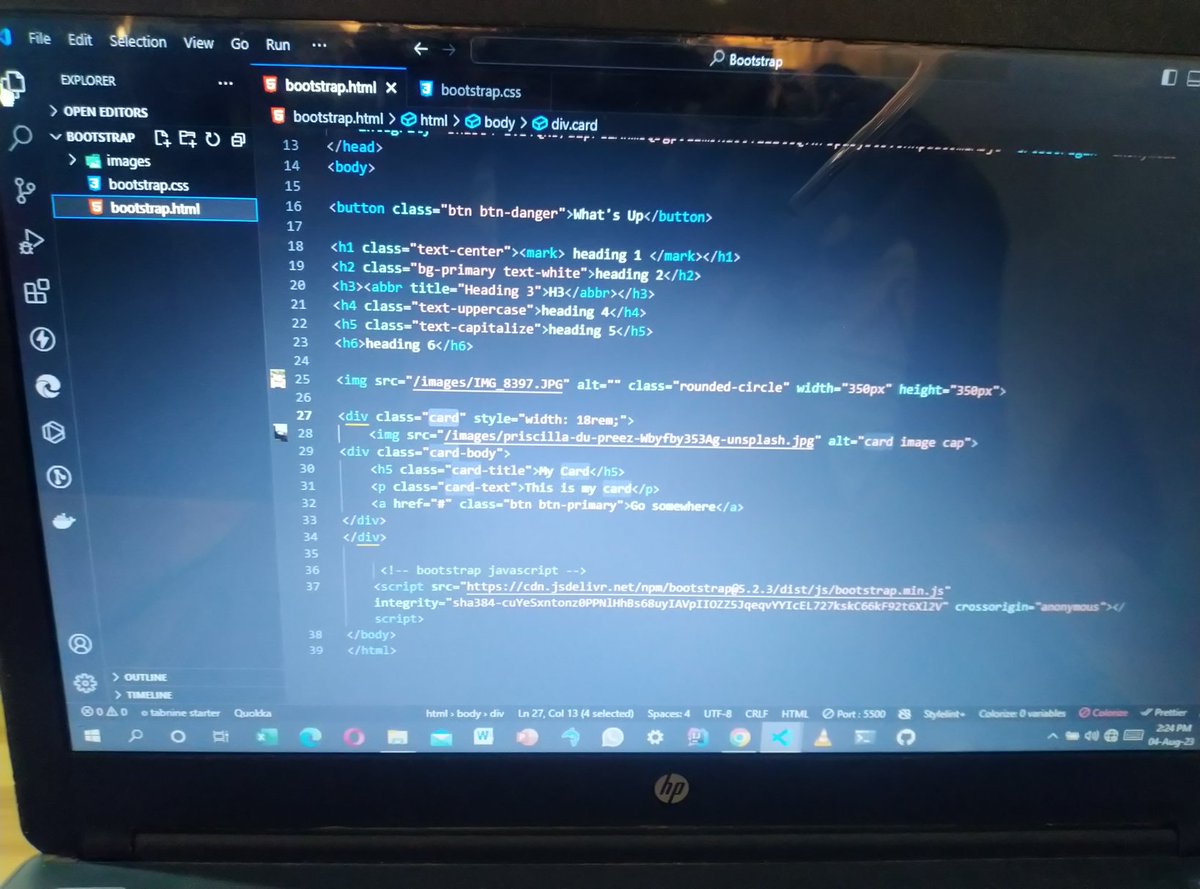 Ejeh_jr250's tweet image. Learnt about bootstrap today and various stylings you can use bootstrap for.... @code_plateau @Princeponfa 
#code_plateau
#SoftwareEngineering 6.0