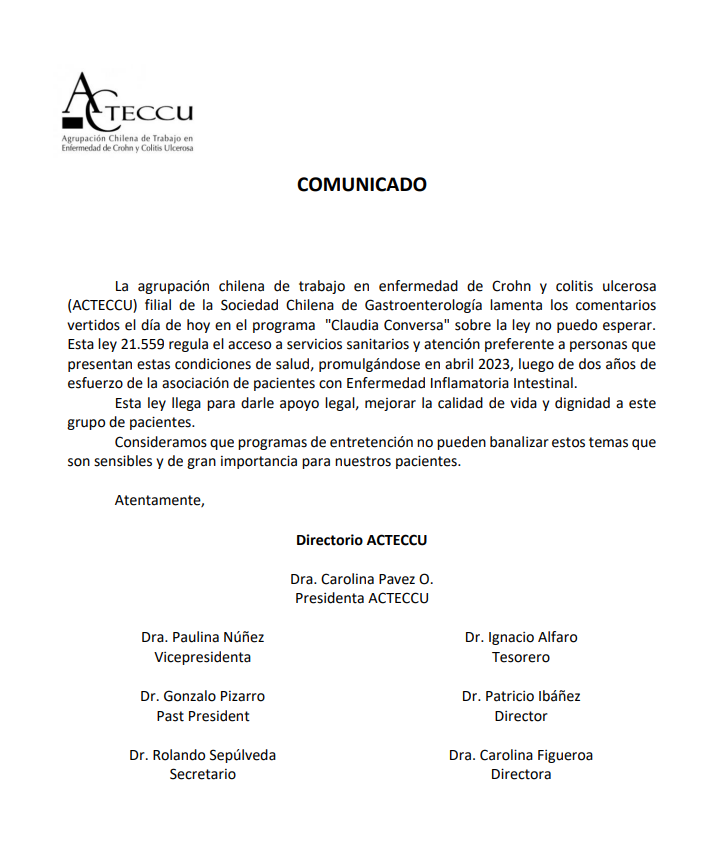 CrohnColitisCL's tweet photo. 🔴Esta molestia no sólo incluye a los pacientes y a sus familiares, sino también a sus médicos. #ACTECCU, la agrupación de doctores especialistas en #EII también compartió sus impresiones sobre esta falta de respeto a la dignidad de nuestros enfermos. https://t.co/hOEZV1uo9V