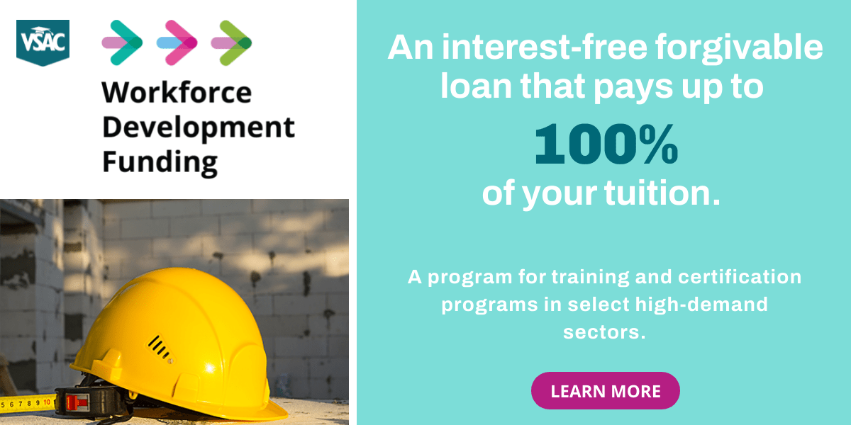 VSAC's tweet image. Time for something new? Learn  how to save money while you advance your career in building, mechanical, industrial or medical trades, emergency services, energy,  transportation and more! #vermontjobs #jobsinvt #career #trades  vsac.org/pursue-career-…