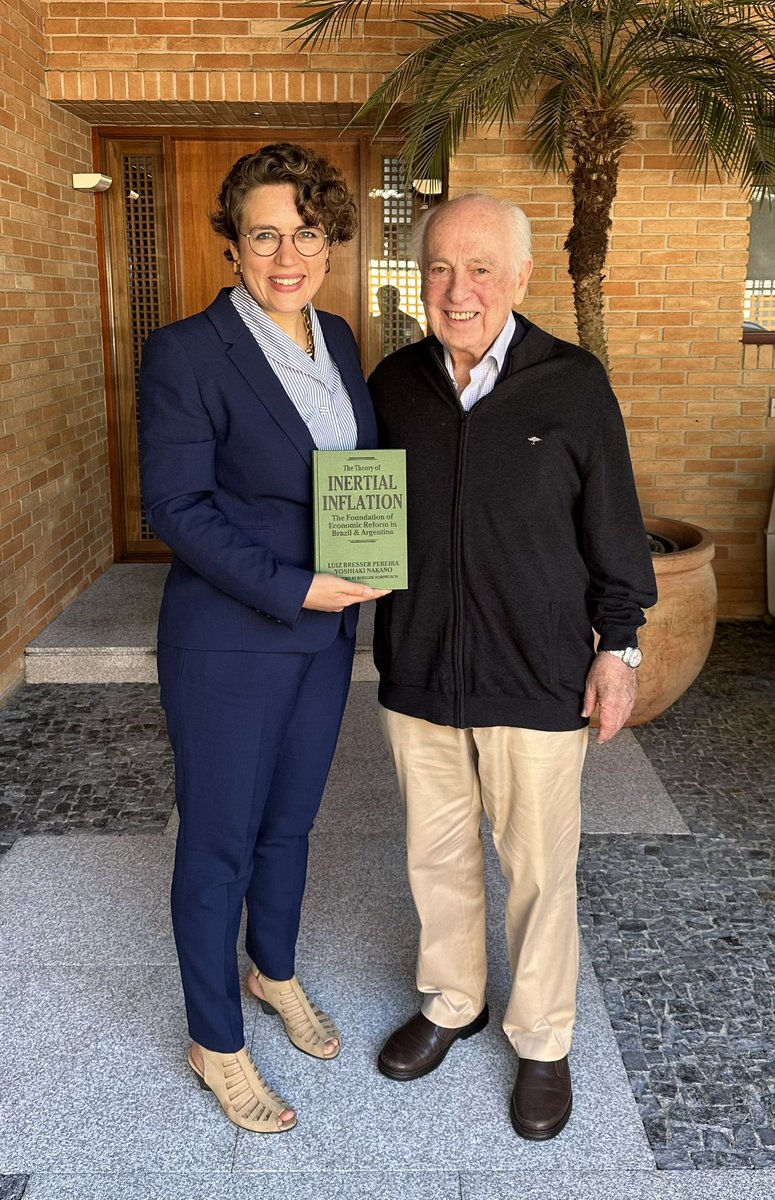 IsabellaMWeber's tweet photo. Catching up with Brazilian structuralist tradition of theorizing inflation in conversation with Professor Bresser Pereira. Economists in the U.S. and Europe have to study Latin American economists not to reinvent the wheel! https://t.co/E5id5epypj