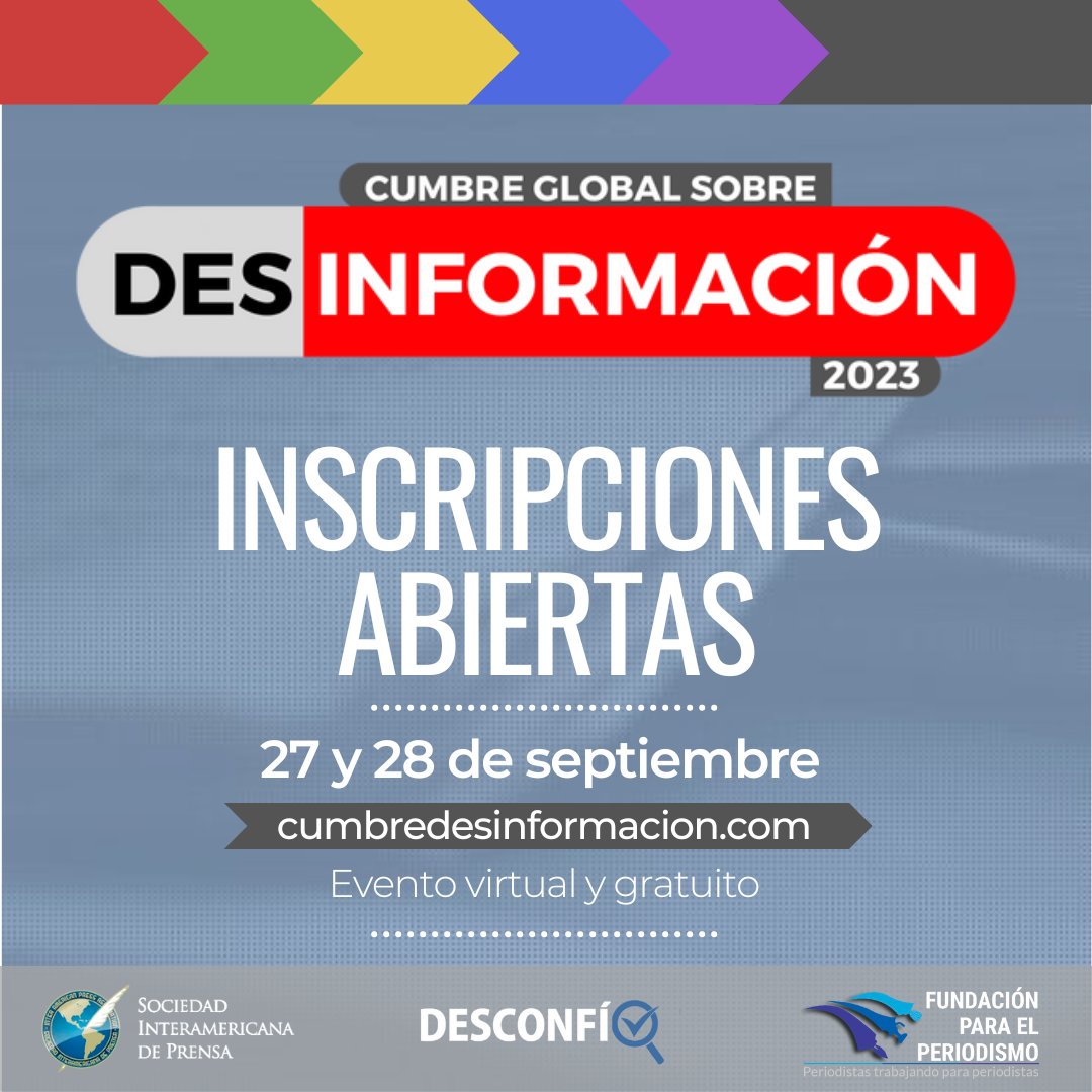 Cumbre Global sobre Desinformación 2023: Un llamado a la acción para fortalecer la democracia

Leer la nota completa aquí: anp.cl/2023/08/03/cum…

Es online y gratuito con inscripción previa en este formulario: docs.google.com/forms/d/e/1FAI…