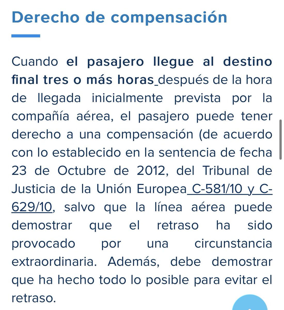 _Zeny_3's tweet photo. Respecto al derecho de compensación @vueling, mejor os dejo una captura de la web de @AesaSpain, así no hay lugar a dudas: https://t.co/ivFXI9dk6b