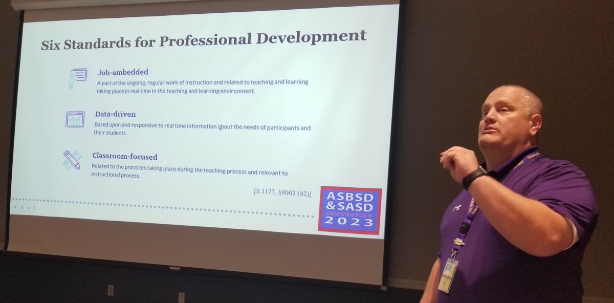 EdSDAMLE's tweet photo. @WMSPal presenting at the joint ASBSD/SASD conference on best practices for professional development. @EdSDAMLE board members are available to help and support your school's professional development efforts. https://t.co/aCOhSPF9FQ