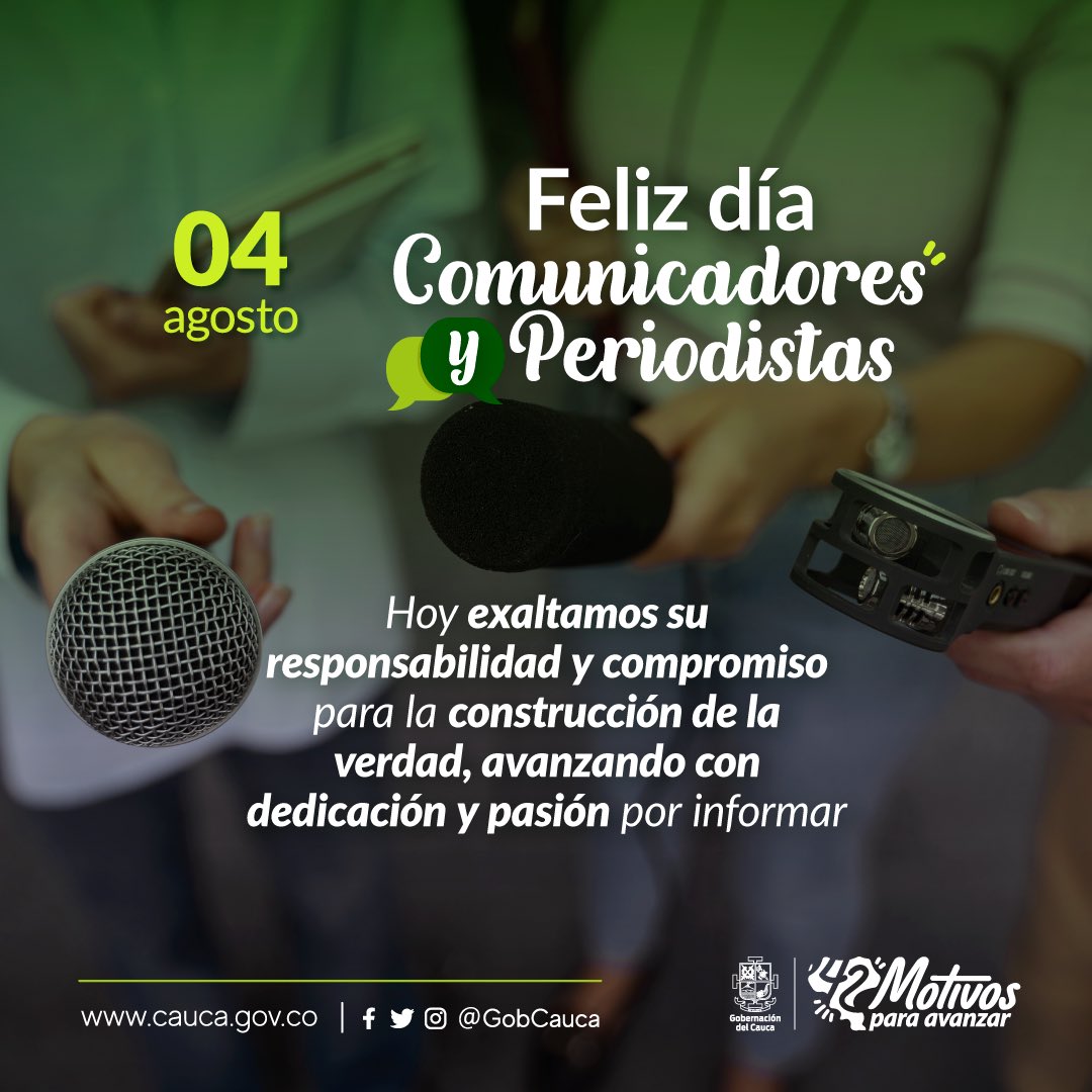 📰 Un 4 de agosto de 1794 Antonio Nariño, precursor de la Independencia, publicó la Declaración de los Derechos del Hombre, hecho que hoy se traduce en reconocer la libertad de expresión y en la labor de comunicar con honestidad 🎙️🎥.

🤩 ¡Feliz día, comunicadores y periodistas!