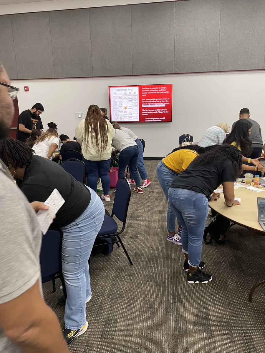 Kward979's tweet photo. Let’s mingle!! @SpringLeadAcad  staff took a few minutes to get to know one another in this team building activity. #wearefamily #minglebingo @SpringISD https://t.co/hLqZwDVYfr