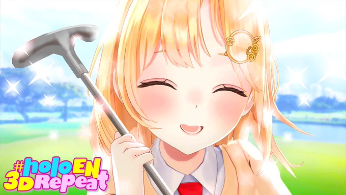 The new #holoEN3DRepeat video "Goblin Gremlin Goes Golfing" will be released in 15 hours!  Stay tuned!  August 4th, 11 PM PDT | 3 PM JST (+1 Day)   The previous video